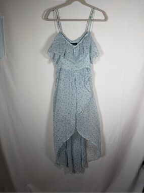 Abercrombie & Fitch Pale‎ Blue Floral Ruffle Midi Dress - Cottage, Flowy, Fairy